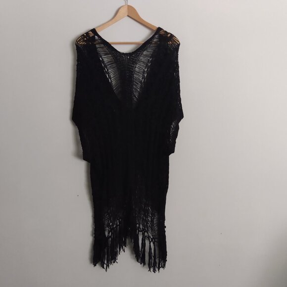 Umgee Kimono Size M / L Duster Topper Coverup Open Front Cardigan Crochet Knit - Picture 3 of 16